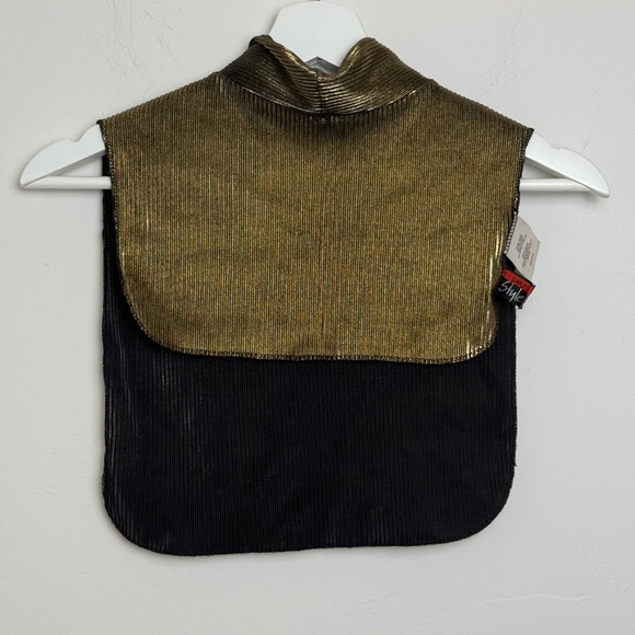 Simply Style Womens Reversible Gold Black Metallic Mock Neck Dickey One Size - Picture 3 of 7